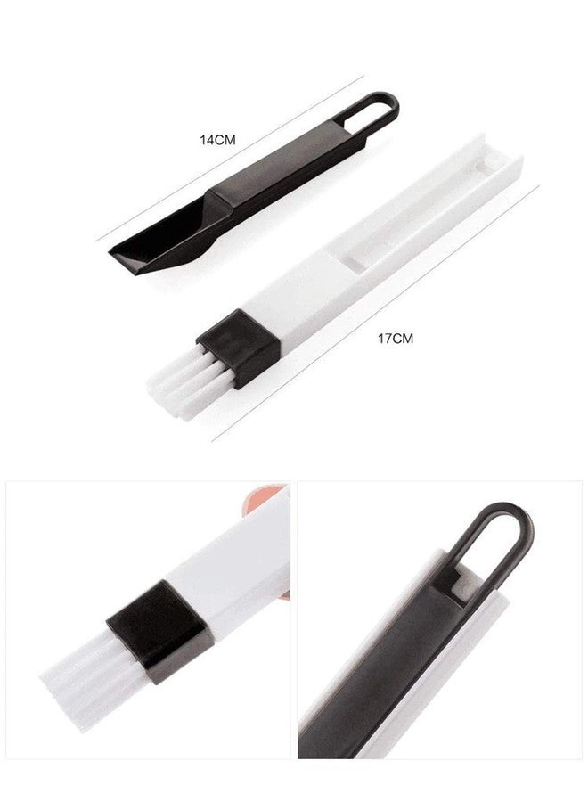 MEZON فرشاة تنظيف متعددة الأغراض من البلاستيك من ميزون للمطبخ والحمام والأبواب والنوافذ، فرشاة صغيرة لتنظيف أخاديد لوحة المفاتيح مع جاروف وفرشاة للشقوق (أسود-أبيض) - Image 2